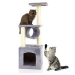 Cat Tree by Cozy Pet - 91cm Tall - Large Multi-Level Cat Tower, Heavy Duty Natural Sisal Scratching Posts, Stable Climbing and Activity Centre, Kitten Tree Tower for Indoor Cats | CT01-Lt Grey