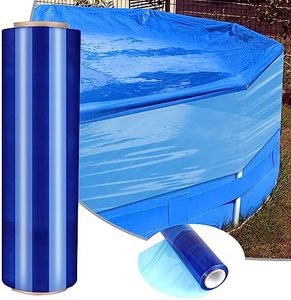 Winter Cover Sealer for Above Ground Pool Covers - Ultra Long 16'' × 500ft for Above Ground Windproof Stretchable, PE Airtight Anti-UV Pool Cover Saver Wrap for Keeps Swimming Pool Clear - Blue