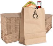 8 Lb Kraft Brown Paper Lunch Bags (100 Count) - Bulk Disposable Lunch sacks, Small Size Blank Bag, Good for a Snack, Sandwich, Grocery Food, and Arts & Crafts Projects, Stock Your Home