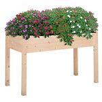 Outsunny Raised Bed for Garden, Wooden Elevated Planter Box with Bed Liner, for Flower Vegetable Herb, 122.5L x 56.5W x 76Hcm