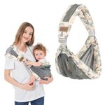 IULONEE Portable Breathable Baby Sling 3D Mesh Fabric Wrap Baby Carrier Adjustable Sling Easy Toddler Carrier Comfortable Baby Wrap Carrier Baby Carrier Wrap for Newborn Up to 3-36 Months (Grey)