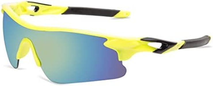 Roshfort Mens Sports Sunglasses UV Protection Sunglass for Men Cycling Running Driving Fishing Glasses (A-3, Yellow-Black)