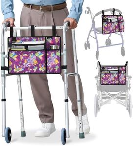 supregear Accessories Bag for Walker, Wheelchair, Rollator for Seniors, w/Cup Holder-Folding Walker Basket Large Capacity Waterproof Walker Caddy Pouch, Purple Butterfly