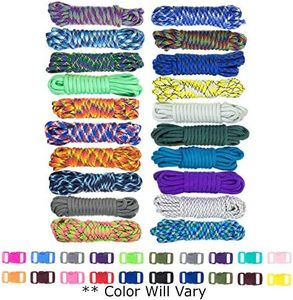 West Coast Paracord Zesty 550lb Survival Paracord Random Combo Crafting Kit 10 Colors of 500lb Cord and 10 Buckles - Type III Paracord - Make 10 Paracord Bracelets - Great Gift (Zesty, 200 Feet)