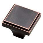 Brainerd Hollister Square Collection Bronze with Copper Highlights Square Cabinet Knob Cabinet Pull