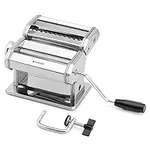 Navaris Pasta Maker - Manual Pasta Machine - Stainless Steel Noodle Roller - 9 Settings (Dough Thickness 0.5 to 3mm) - for Lasagna, Fettuccini, Spaghetti, etc.