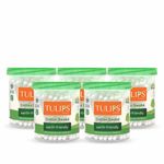 TULIPS Cotton Ear Buds/Swabs (pack of 5) With White PAPER Sticks, 100/200 tips) in a Jar