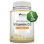 Vitamin D3 4000 IU - 365 Softgel Capsules NOT Tablets - 1 Year Supply - Easy to Swallow - Quadruple Strength - Vitamin D Supplement