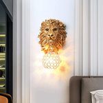 RAY ROY ARTISTICS Lion Modern Antique Wall Lamp/Wall Scone/Wall Light/Living Room, Bedroom and Home Decoration Wall(Gold color)