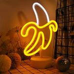 ENUOLI Banana LED Neon Signs, Banana Neon Light Art Colorful Neon Lamp with Holder Base Banana Night Lights USB/Battery Indoor Table Decor for Home Party Anniversary Valentine Gifts Bedroom Decor