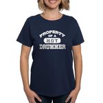 CafePress Property of A Hot Drummer Women's Dark T Shirt Womens Cotton T-Shirt Navy