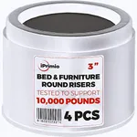 iPrimio Bed Risers - Round, 3 Inch Lift, Heavy Duty, 4 Pack, Up to 10000lbs - Bed Raising Blocks, Furniture Risers - Safe, Sturdy Bed Lifts for College Dorm Rooms, Couches, Tables, Desk Riser