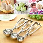 Sell Net Retail Stainless Steel Ice Cream Scoop Cookie Dough Scooper with Trigger Release for Watermelon, Frozen Yogurt Sorbet, Jelly & Baking Digging Spherical Shape (Small Size) - (1 Pc)