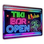 Tiki Bar Sign - Retro Wall Art for Pub, Tiki Bar, Kitchen, Restaurants, Man Cave, Garden, Indoor/Outdoor Plaques - 300mm x 200mm