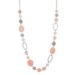 BULINLIN Beaded Long Silver Necklaces for Women, Handmade Statement Sweater Chain Necklace with Crystal Beads for Fashion Jewelry gifts (52-Pink)