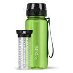 720°DGREE Sipper Water Bottle 650ml with Fruit Infuser | BPA, BPS Free | Tritan | For Adults & Kids | For Sports, Gym, Office, Workout | Crystal Clear Apple Green