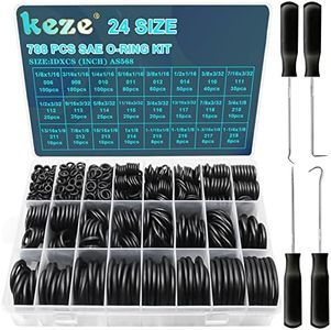 KEZE 788 Pcs SAE Rubber O Ring Assortment Kit Buna-N 70A 24 Size USA Standard Inch O Rings Set for Assort Faucets Plumbing Hydraulics Hose Repairs with O Ring Hook and Pick