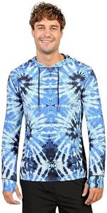 INGEAR Sun Shirts for Men - Lightweight SPF 50+ UV Protection Hoodie with Pocket for Fishing, Running, Hiking, Swim Rashguard, Blue Tie Dye, Large