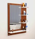 Redwud Lavis Engineered Wood Matte Finish Dressing Wall Mirror with Shelf | Full Length Unframed Mirror for Bedroom, Bathroom, Living Room (Walnut White)