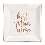 ElegantPark Mom Birthday Gifts Mothers Day Gifts for Mom from Daughter Son Jewelry Tray Trinket Plate Ring Dish Holder Best Mom Ever Thanksgiving Day Christmas Gifts for Mom