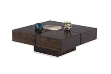 MURALICRAFT Solid Sheesham Wood Square Center Coffee Table for Living Room | Wooden Sofa Centre Table Without Storage for Home & Office | Teapoy Tea Table for Hall | Rosewood, Walnut Finish