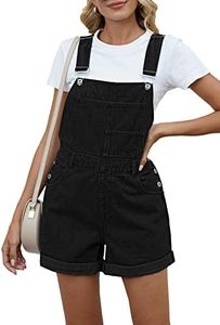 Pink Queen Loose Fit Overall for Women Adjustable Wide Straps Jean Shorts Spring Wide Legs Baggy Denim Short Rompers Pocketed Fall Outfits Black L