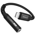 JSAUX iPhone Headphone Jack Adapter,【Apple MFi Certified】 Lightning to 3.5mm Female AUX Dongle TRRS Earphone Audio Mic Cable Compatible with iPhone 14 Plus Pro Max 13 12 11 XR XS X 8 7 -Black