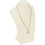 BELLE VOUS Linen Necklace Display Bust - 11.3 x 10.2 x 30cm (4.45 x 4.02 x 11.81 inches) - Jewellery Holder Mannequin Stand Organiser for Hanging Chokers, Pendants, Chains & Necklaces