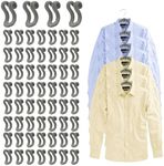 Mlici Velvet Clothes Hanger Connector Hooks, 60 Pcs Heavy Duty Space Saving Clothes Hanger Connector Hooks for Closet, Grey