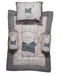 BETHAKJI KidsBed New Born Bedding Set with Pillow & Bolsters Cotton Bedding | Toddlers Bed | Gadda Set | Infants | Boys & Girls That Includes a Neck Pillow and Two Pillows (Grey)