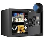 WASJOYE Home Safe Box, Money Security Safe with Alarm System & LCD Display, Fireproof Coffre Fort Safe for Valuables Documents Jewelry Medicine Money Gun Cash, 9.8D x 13.8W x 9.8H Inch