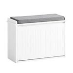 SoBuy FSR98-W, Hallway Shoe Bench Shoe Rack Shoe Cabinet with Seat Cushion and Flip-Drawer