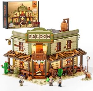 FUNWHOLE Western-Saloon Lighting Building-Bricks Set - The Old West Saloon LED Light Construction Building Model Set 2026 Pcs for Adults and Teen, F9021