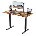 VonHaus Electric Standing Desk, Height Adjustable Sit Stand Desk w/Anti-Collision & Height Preset Technology, Cable Management & USB-C Charging, 120x60cm, Two Piece Rustic Desktop & Black Frame