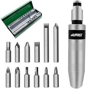 AUPREX Manual Impact Screwdriver, 1/2” Reversible Hand Impact Driver Set, Hammer Screwdriver with 12-Piece CR-V Slotted, Phillips, Hexagonal Bits Set for Removing Rusted Fasteners or Frozen Bolts