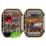 Bassdash Fly Fishing Assorted Flies Kit, Pack of 72 pcs Fly Lure Including Dry Flies, Wet Flies, Nymphs, Terrestrials, Midges, Streamers and More, with Double-Side Waterproof Fly Box