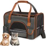 Cat Carrier Pet Carrier Travel Crate Dog Carrier Large Carrier Bag (UK Company) With Reflective Light Strip and Leather