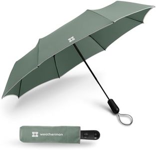 Weatherman Umbrella - Premium Small Compact Mini Umbrella for Travel - Windproof Umbrella Resists Up to 45 MPH Winds - Travel Umbrellas for Rain, Wind, Purse, Pocket, Backpack, Car - Portable Travel Umbrella Easy Auto Open Close w/ Strong Fiberglass Frame (Sage)
