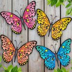 Metal Butterfly Wall Decor - 9.6" Outdoor Fence Wall Art Decor, Hanging Decoration for Garden Yard Living Room Bedroom Patio Balcony(4 Pack)