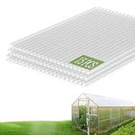 Teabelle 15pcs Polycarbonate Greenhouse Panels, 4'×2'×0.16'' Waterproof Shatterproof Transparent Sheet, Double-Layer Insulation Board Top Plate for Greenhouse Outdoor Plant Stand Roof(Transparent)