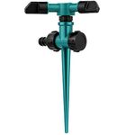 Garden Sprinkler Lawn Water Sprinkler Automatic 360 Rotating 3 Arms Sprayer Adjustable Sprinkler Irrigation System for Watering Veggies Flowers Grass Lawn Plants