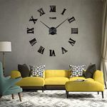 3D DIY Frameless Large Wall Clock Modern Roman Numerals 3D Mirror Sticker Home Office Decorations for Living Room Bedroom