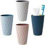 Yemiany Toothbrush Cups, Mouthwash Cup, Nordic Style Design, Double Color Inside and Outside, Strong and Resistant to Fall, Suitable for Adults, Teenagers and Children. 4PCS (450ml, 8x12x5cm)