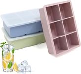 3 Pack Cube Trays Large Size Silicone Ice Cube Molds with Removable Lids Reusable，Best for Whiskey，Cocktails and Chilled Drinks，Ice Tray Moulds for Parties, Gatherings, and DIY Fun