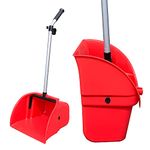 Long Handled Dustpan, 92cm Red Outdoor Dustpan with Large Garden Scoop and Durable Metal Handle for Gardens, Yards and Outside Use