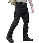 TACVASEN Military Trousers Mens Tactical Walking Work Cargo Trousers Outdoor Hiking Pants Black