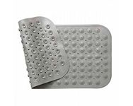 PRANIJ Anti Slip Rectangle PVC Bathroom Mat with Suction Cup Drain Hole - 36 x 70cm (Grey)