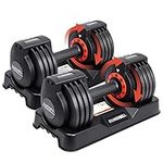 25 lbs Pair Adjustable Dumbbell Set, Fast Adjust Dumbbell Weight for Exercises Pair Dumbbells for Men and Women in Home Gym Workout Equipment, Dumbbell with Tray Suitable for Full Body
