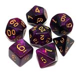 Black Mix Purple Nebula Dice DND Polyhedral Dice Set for Dungeon and Dragons D&D Pathfinder RPG Board Games 7-Die Set with Dice Bag