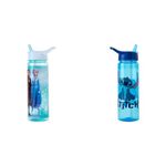 Disney Frozen Sparkle Water Bottle Flip Up Straw 600ml – Official Merchandise Kids Reusable & Stitch Water Bottle Flip Up Straw 600ml – Official Merchandise by Polar Gear